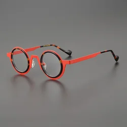 Top designer round frame frames for men and women personality pure titanium color optical frames formulated myopia prescription