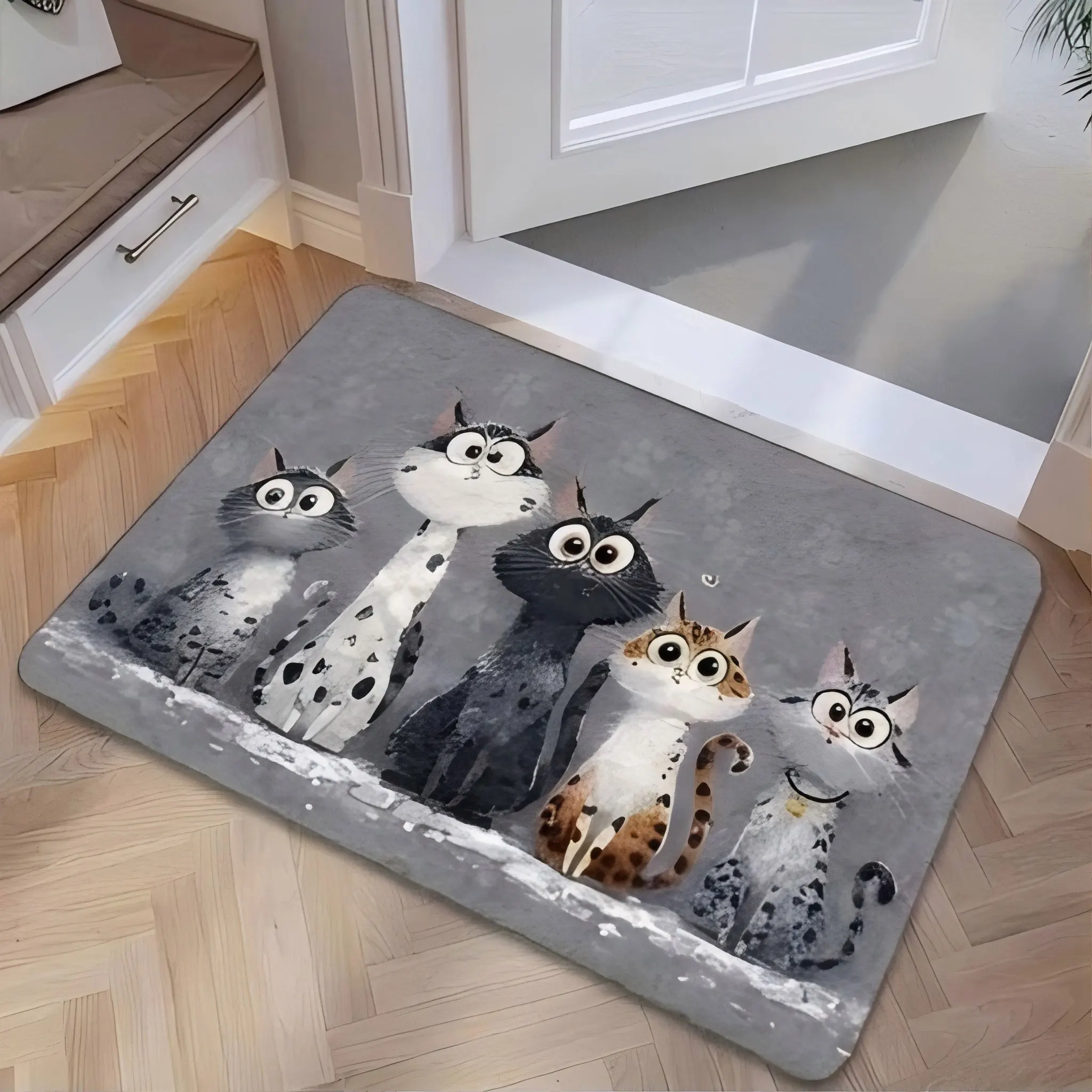 Funny Cartoon Dogs Dalmatian Bulldog Dachshund Doormat pet themed rug dirt trapping floor mat for front entry door decor