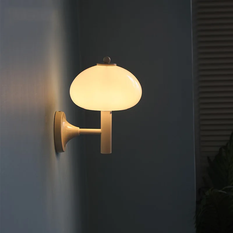 

Vintage Mushroom Wall Light Nordic Cream Retro Decorative Led LivingRoom Bedroom Bedside Staircase Atmosphere Wall Sconce Lamp