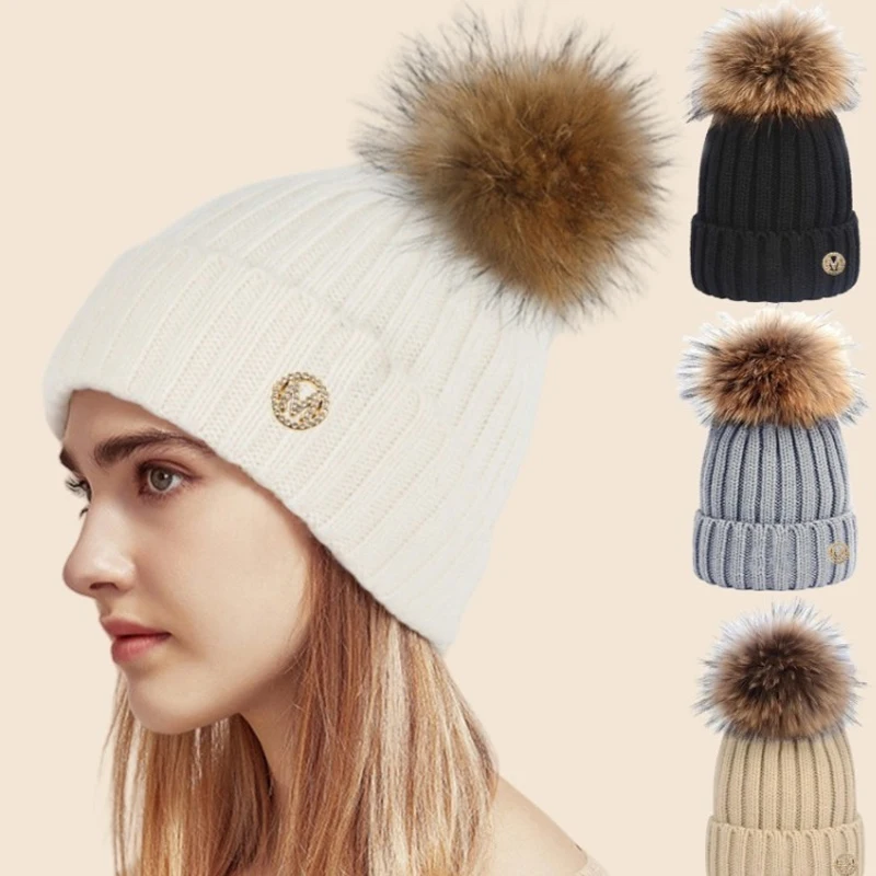 1pc Winter Warm Knitted Beanie for Women,Thermal Fleece Lined Hood Balaclava Hat,Windproof Snowproof Ski Mask for Outdoor Sports