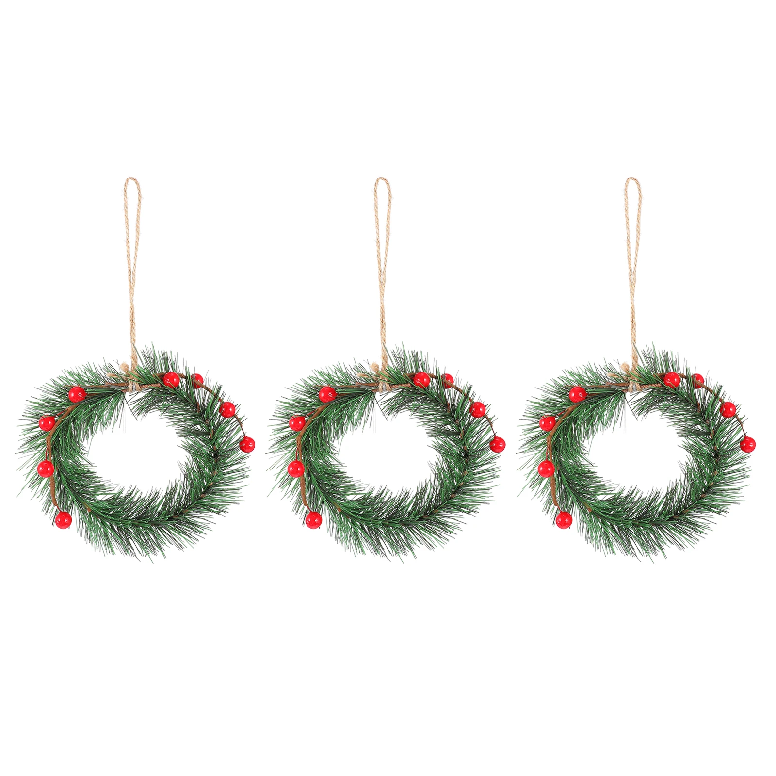 

3 Pcs PVC Artificial Christmas Red Decorations Xmas Wreath Safe Environmental Bright Color House Outdoor Decor