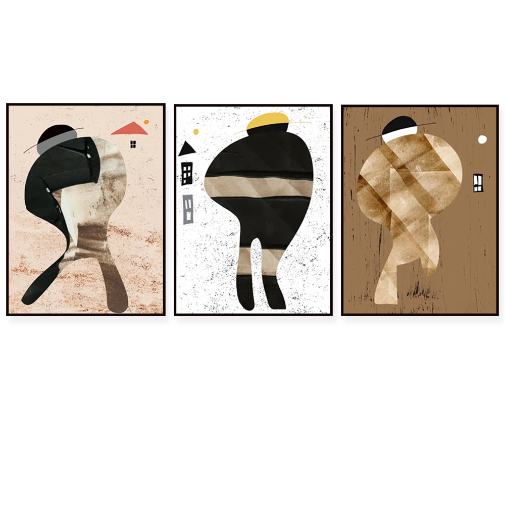 مجموعة مكونة من 3 أشكال تجديلية للرجال، تمثيلات تجديلية d'art de mur، impressions الحديثة d'art du Midt du ciccle، ill