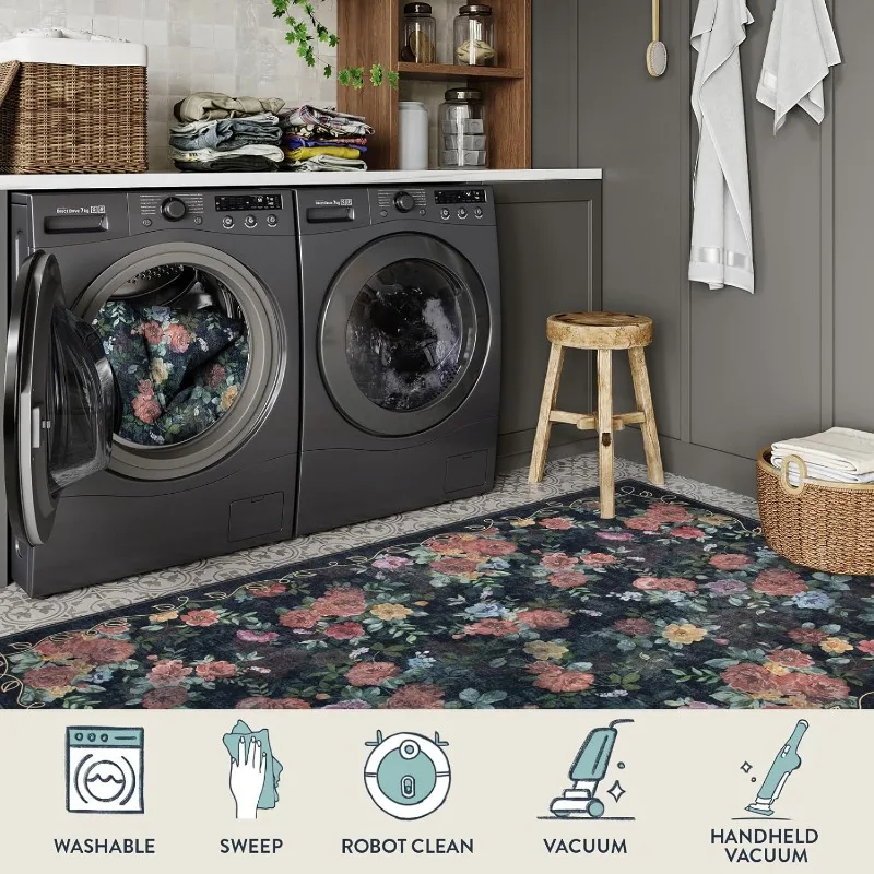 Floral Living Room Area Rug Bedroom Bedside Machine Washable Foldable Carpet Suitable Cloakroom Leisure Area Mat Ковер Tapis 러그