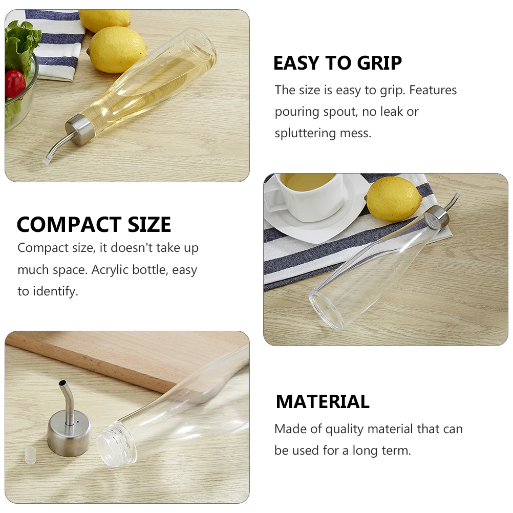 

1Pcs 301ml Transparent Acrylic Seasoning Bottle for Oil Vinegar Soy Sauce Reusable Safe Environmentally Friendly