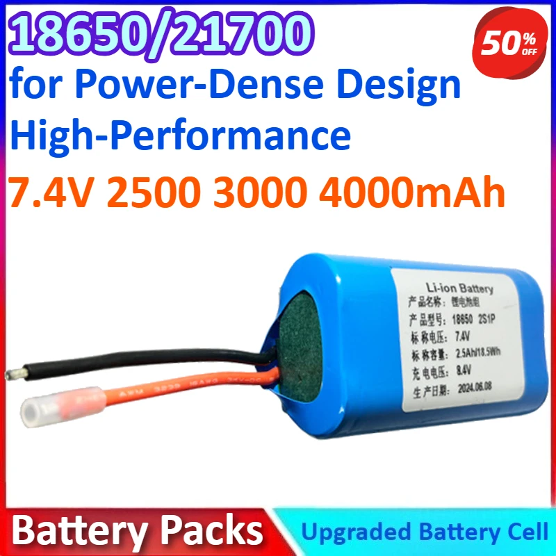 

18650 7.4V 2500mAh 12C Capacity 2S1P New General-purpose High-Drain Li-ion Battery Pack for Power-Dense Design High-Performance