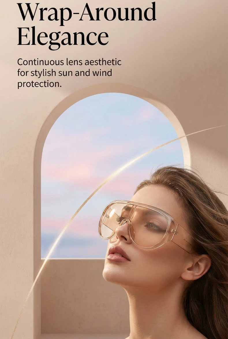 Übergroße Shield-Sonnenbrille für Damen, Y2K, futuristische einteilige Maskenbrille, transparent, braun, modische Schutzbrille, luxuriöses Design – Detail 5