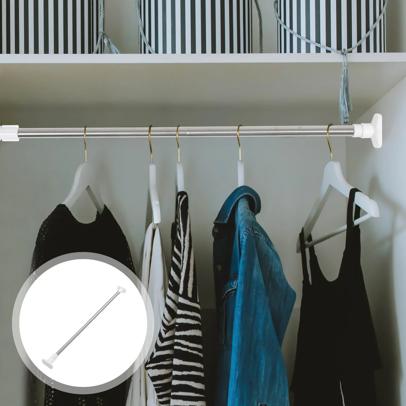 

Telescopic Shower Curtain Rod Stainless Steel Adjustable No Drill Tension Pole for Bathroom Clothes Drying Wardrobe Hanging