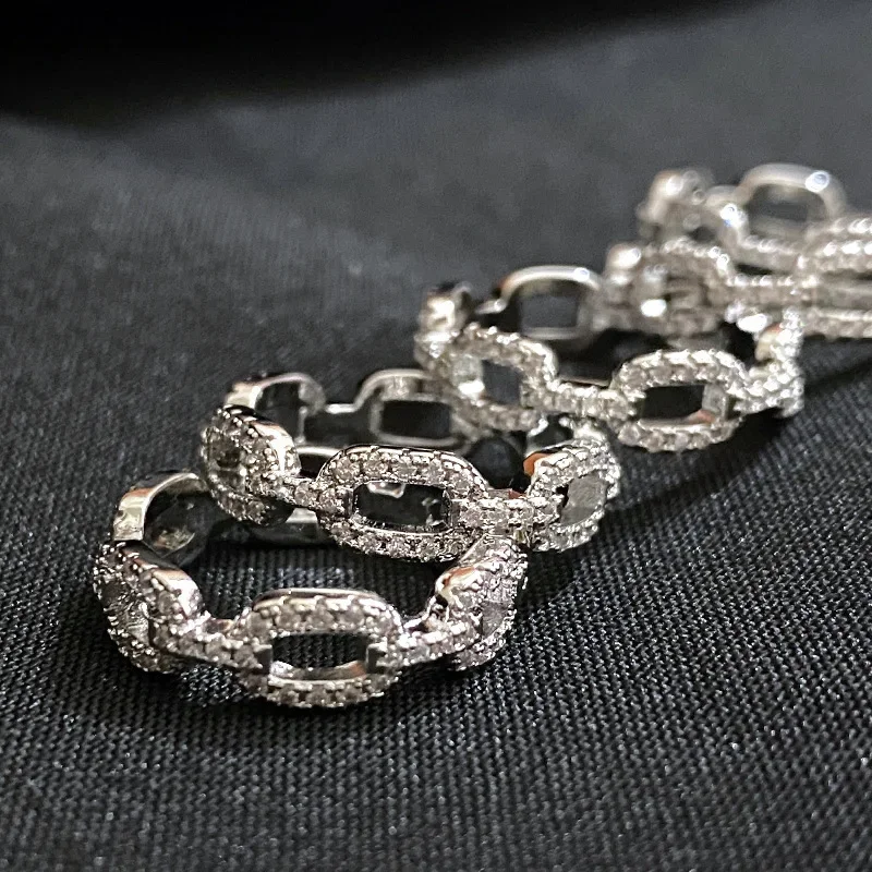 

MDL Moissanit1 Style Tiktok Europe And The United States Classic Explosive Models 18K Gold-plated Chain Bar Couples Ring