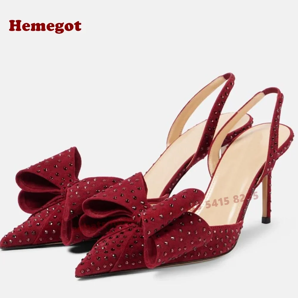 

Туфли-лодочки с открытой пяткой и стразами, замшевые женские туфли-лодочки на шпильке с острым носком, летние роскошные вечерние туфли с боковым воздухом, пикантная обувь