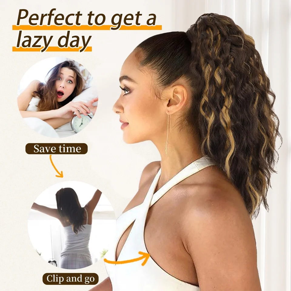 LUPU 14 Inches Synthetic Curly Claw Clip In Ponytail Fashion Daily Use Heat-Resistant Elegant Halloween Holiday Promotion image 5