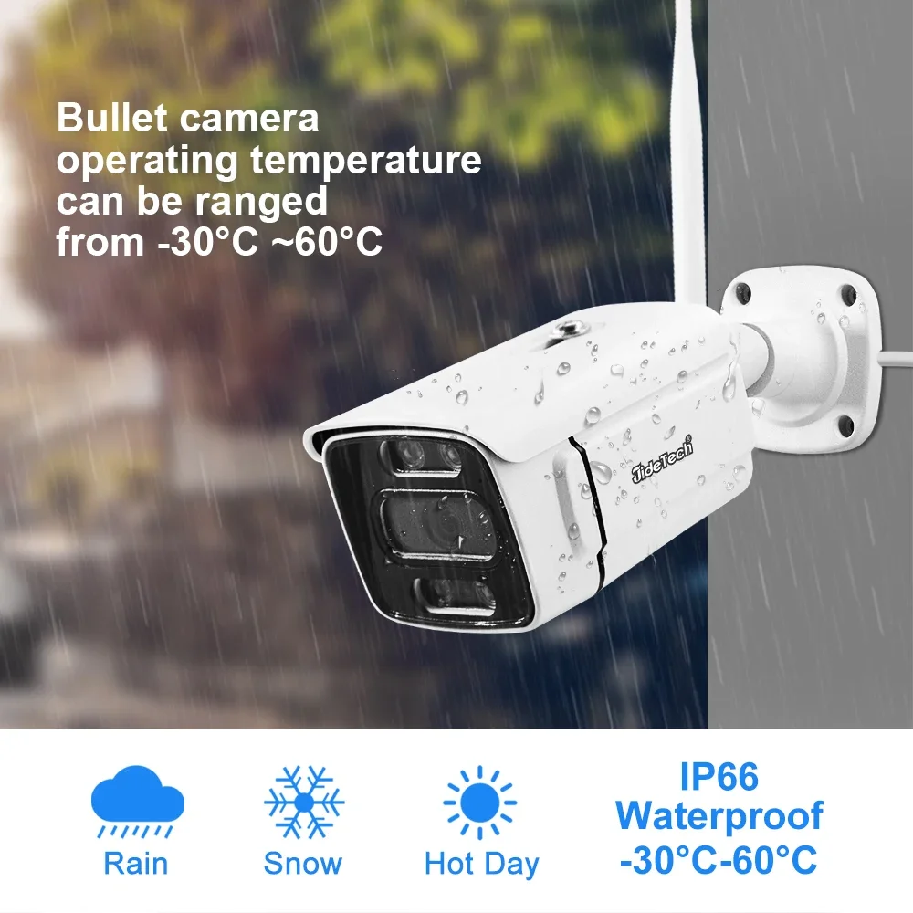 ชุดกล้องวงจรปิดไร้สาย JideTech Wifi 3MP 4CH HD IP Camera NVR Kit พร้อมเลนส์คงที่ 3.6 มม. สำหรับบ้าน ระบบรักษาความปลอดภัยแบบ Bullet Camera
