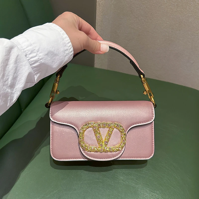 High-End Leather Crystal Bule Chain Handbag Pearl White oulder Crossbody Bag Ele Feel Magnetic Clasp Daily Use