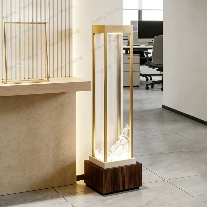 A Light Luxury Water Curtain, Flowing Water Floor Lamp, Entrance Cycle Landscaping Atmosphere Light Lucky Ornament