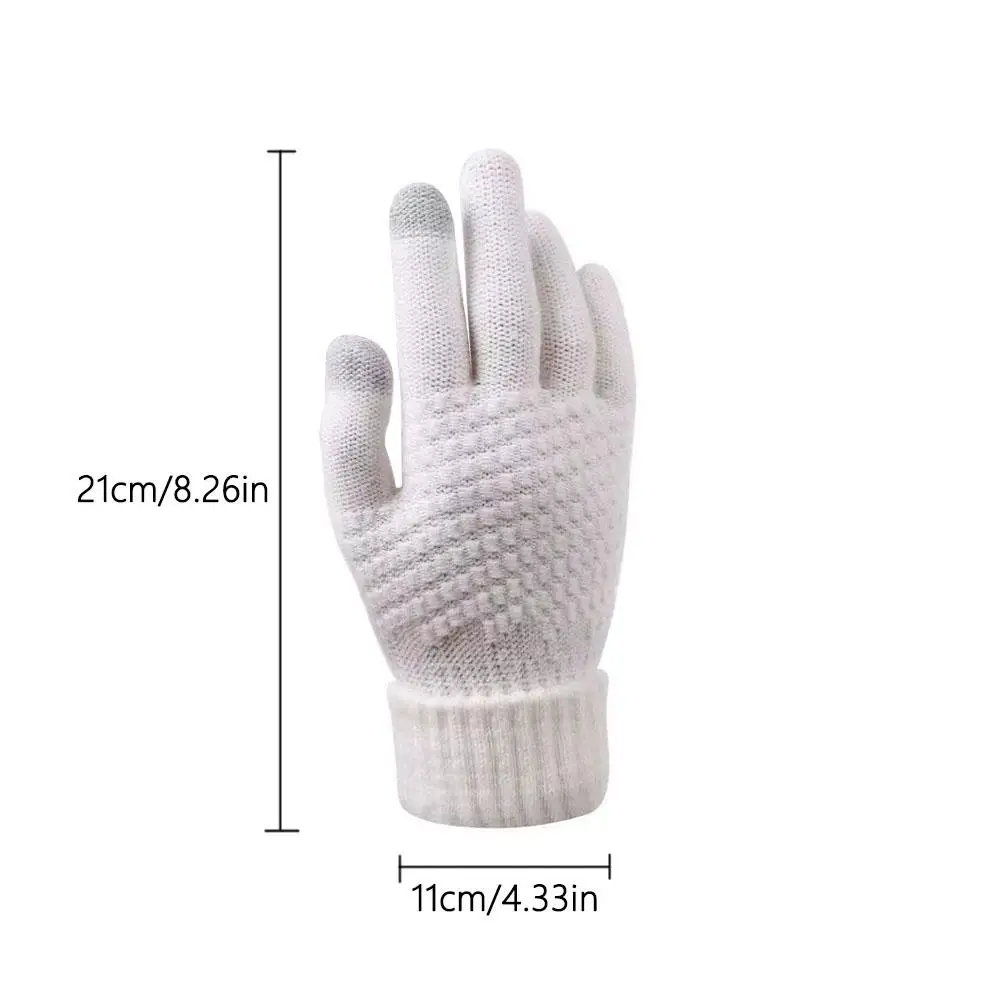 Guantes cálidos de invierno para pantalla táctil, guantes de punto antideslizantes, gruesos, elásticos, para ciclismo y conducción