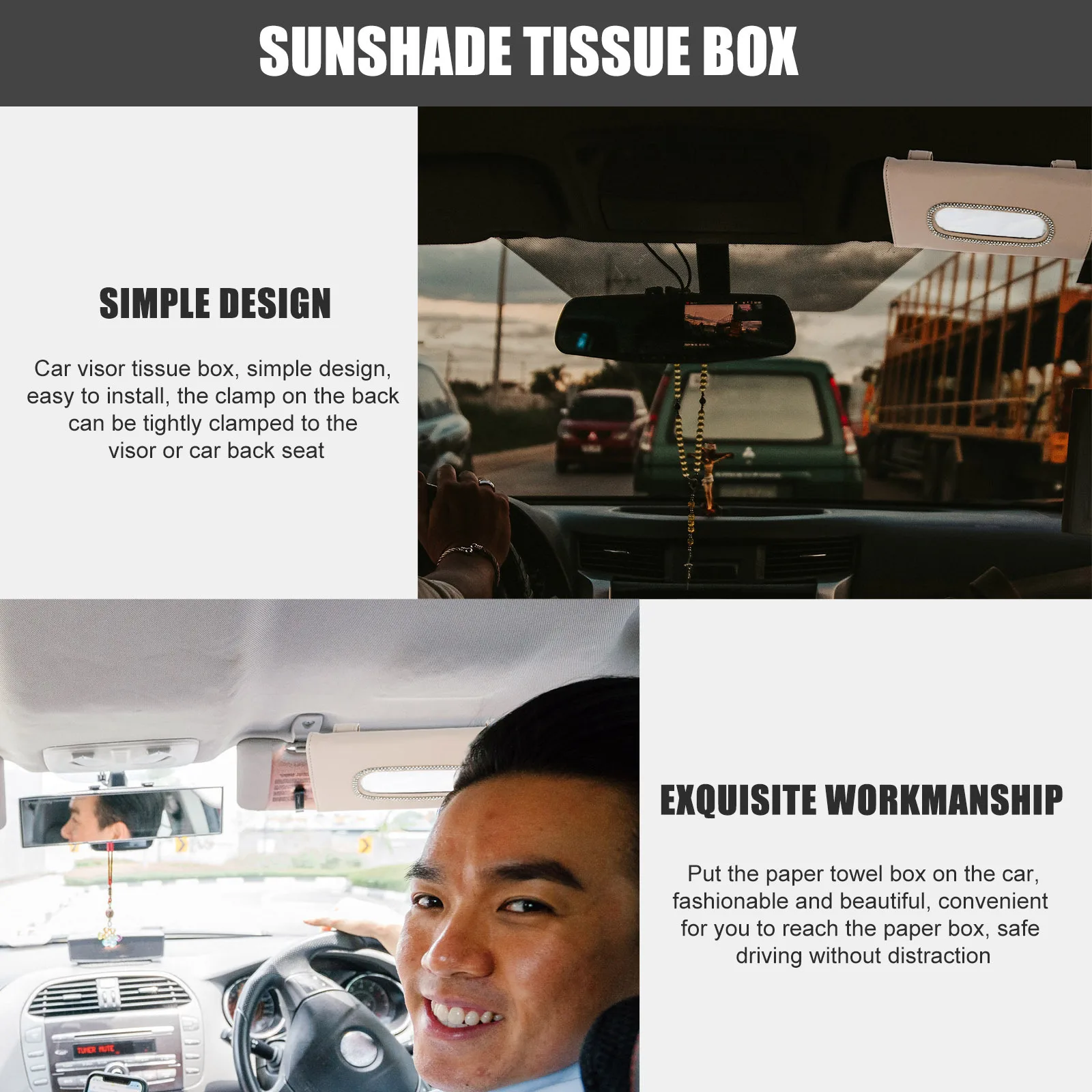 

1pc Car Tissue Holder Sun Visor Napkin Box Mountable For Car Door Back Seat Hanging Tissue Case Auto Interior Accessory