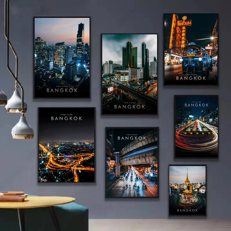 Thailand Bangkok City Posters Canvas Paintings and Prints Modern Cityscapes Wall Pictures for Living Room Home Decor Cuadros