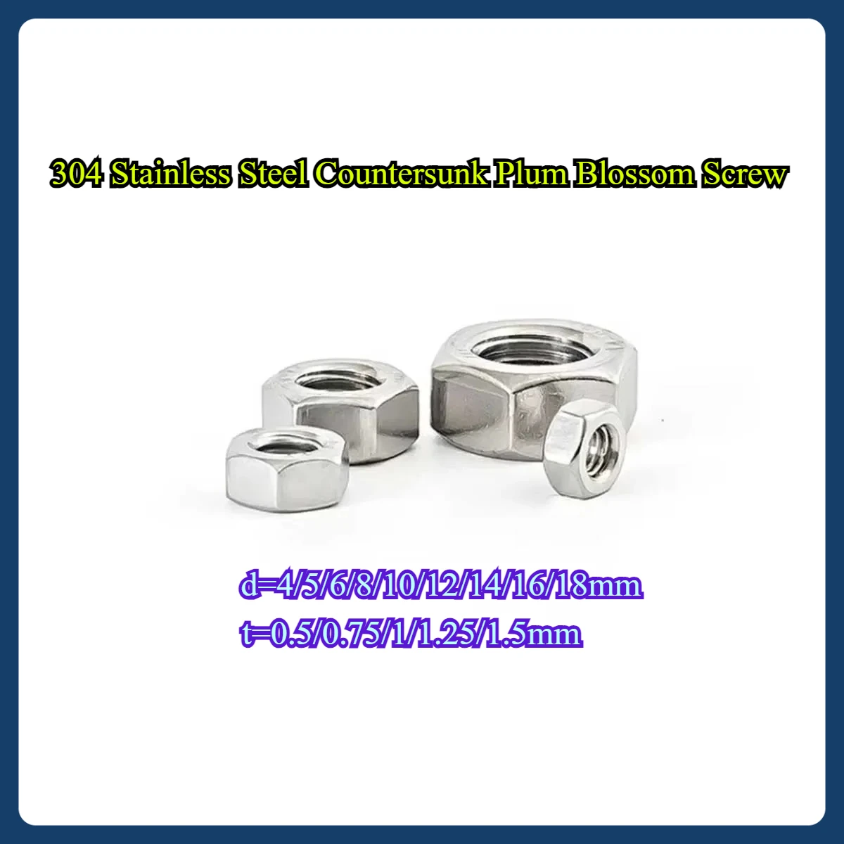 

304 Stainless Steel Nut Hexagonal Screw Cap M4-M18