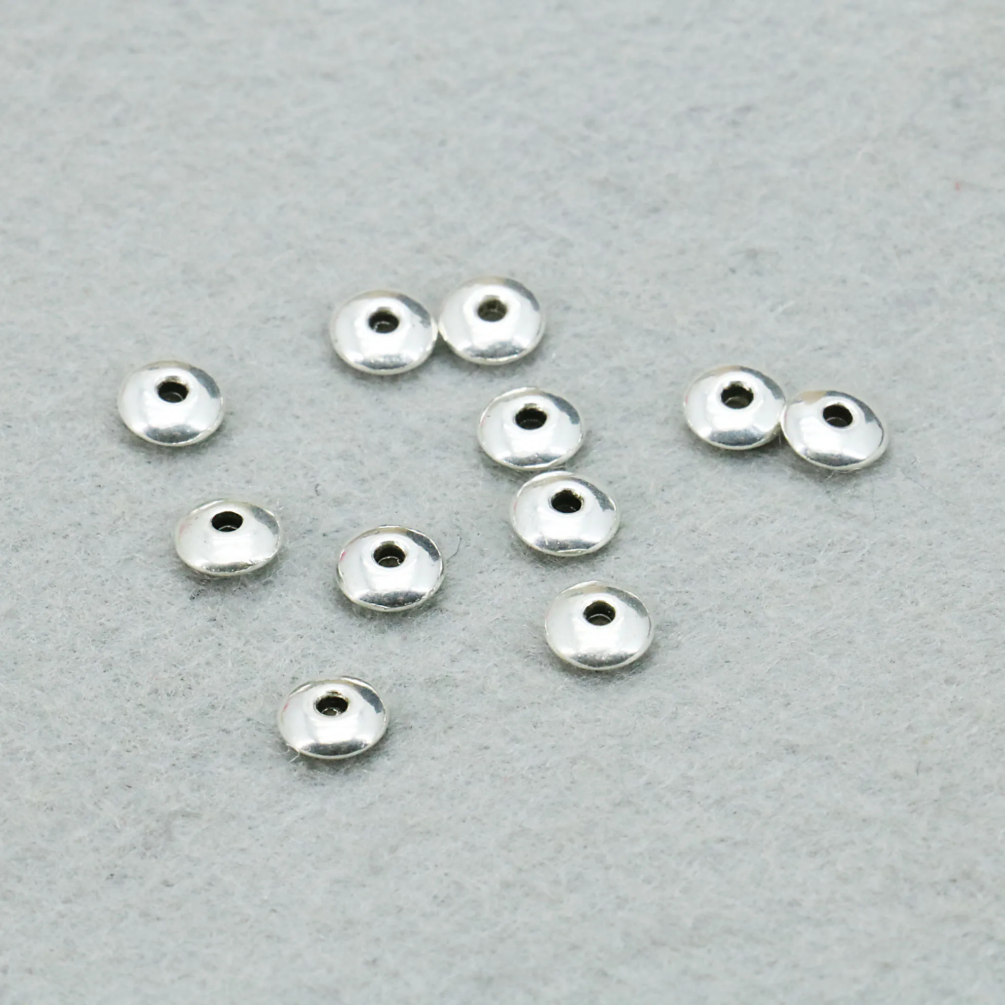 10PCS 6x3mm Round Separate Beads Spacer DIY Findings Accessories For Necklace Bracelet Metal Jewelry Fittings Making Design