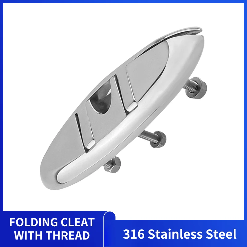 Alastin 316 Stainless Steel Boat Folding Cleat 5/6/8 inch Marine Pull Up Cleat Flip Up Dock Cleat for RV Cargo Ship Yacht