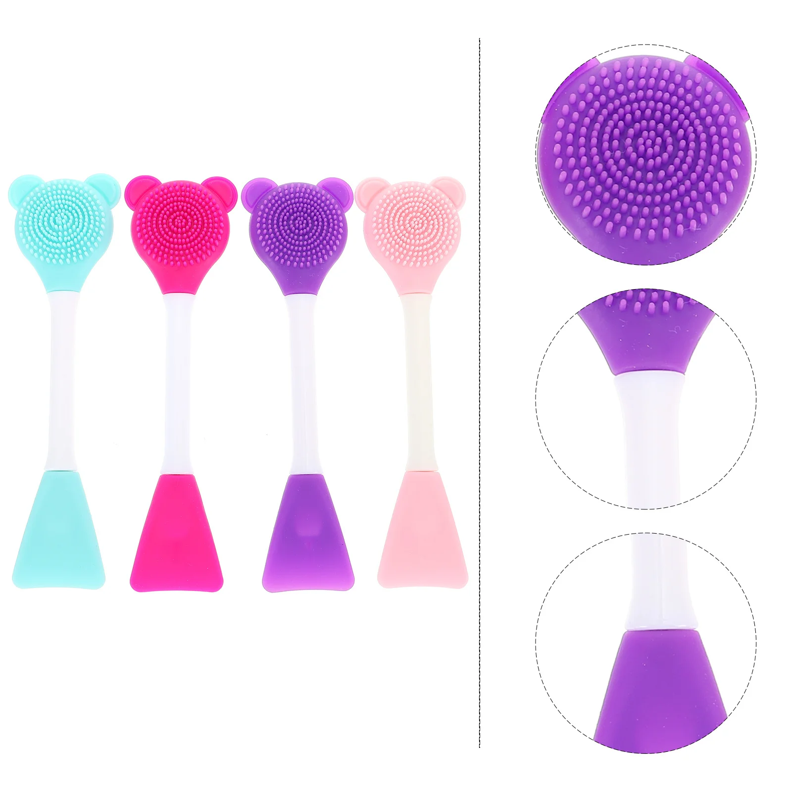 4 قطعة فرشاة تنظيف الوجه من السيليكون برأس مزدوج أداة العناية بالبشرة للوجه منظف المسام قضيب تدليك الغسيل