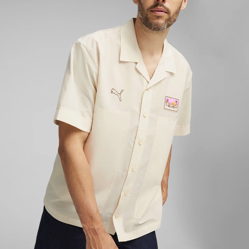 

Puma genuine PORSCHE Men's Collar Breathable Patterned Short Sleeve Shirt 624571-02