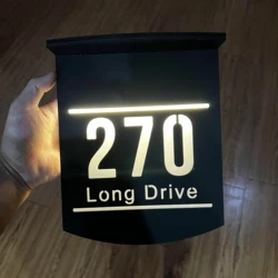 Customized 12H Solar Led Exterior House Numbers Outdoor Solar House Number With Family Name Door Sign 3D Laser Cut Address Signs