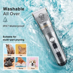 Cortadora de pelo silenciosa para mascotas con peine, recortadora para gatos, Kit de aseo, de 5 velocidades afeitadoras, cortador de pelo largo para mascotas, resistente al agua USB