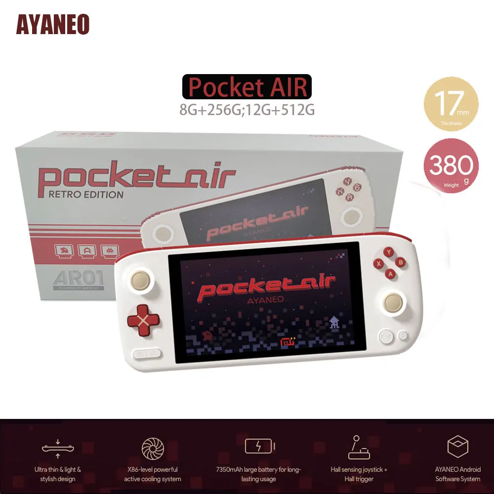 AYANEO Pocket AIR retro game console DDR5 RAM 8G 12G SSD 256G 512G Wifi6 BT5.2 4G 1080P portable handheld video game players