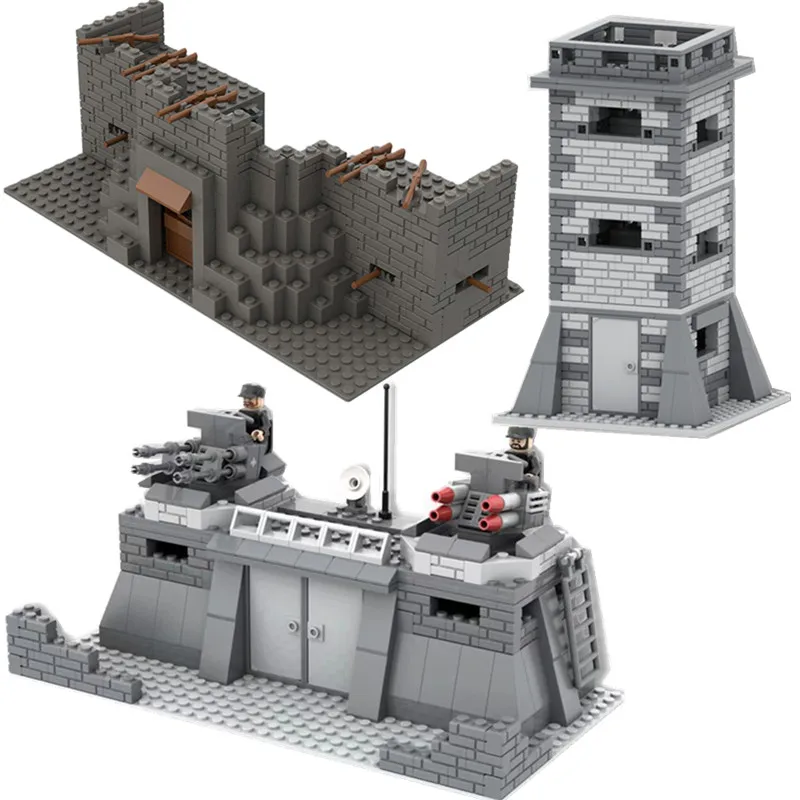 Detachable 3 layers blockhouse Blocks WW2 Military bunker turret Building Blocks Toys For Children Adults Friends Gifts