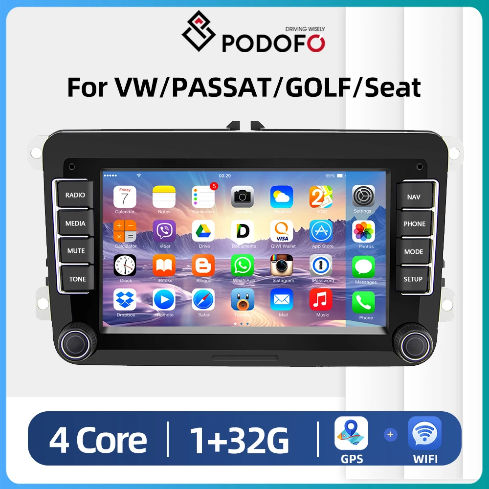 

Podofo 2din Car Stereo Radio For Volkswagen Golf 5 6 Polo Passat B6 B7 Skoda Jetta GPS 32GB Car Muiltmedia Video Player