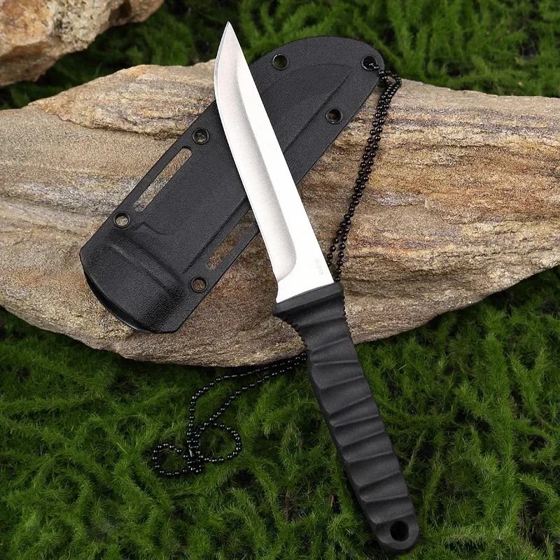 Outdoor Chain EDC High Hardness Small Straight Knife, Camping Stainless Steel Knife with Sheath