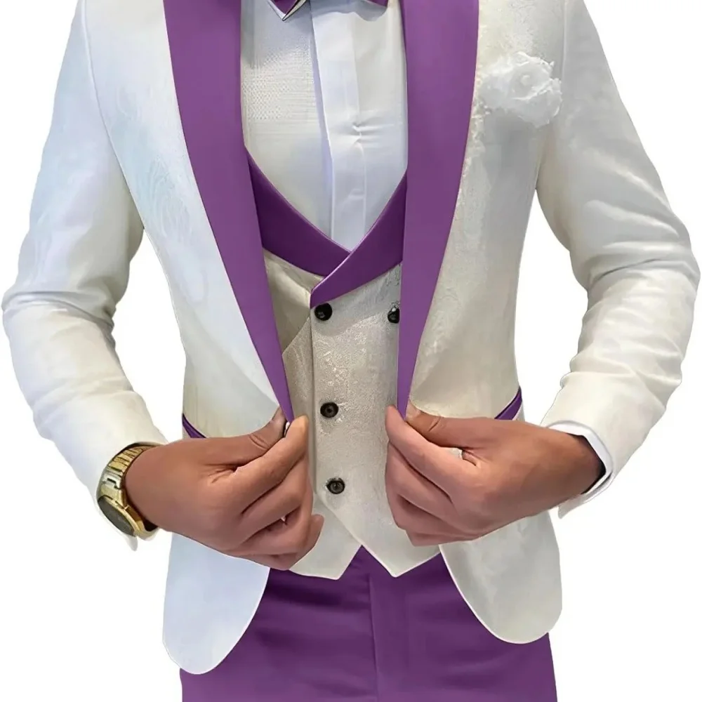 

Men's Suits Regular Fit 3 Pieces Blazer+Vests+Pants Double Breasted Vest Prom Tuxedos Business Set Wedding Men Clothes