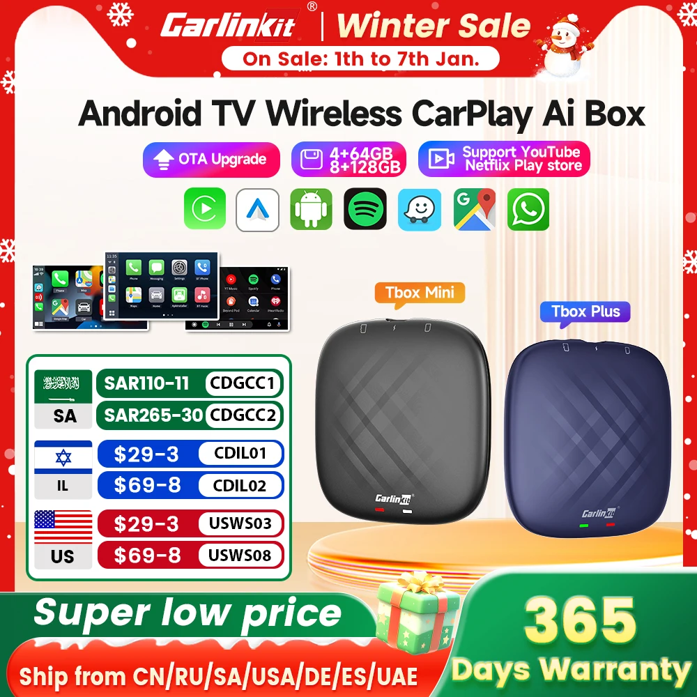 Carlinkit 5 CarPlay Mini Ai Box Wireless CarPlay Wireless Android Auto For Audi Mazda Toyota For Netflix For YouTube 4G LTE GPS