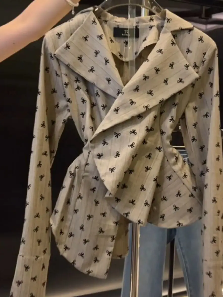 

Ele Asymmetric Long Sve irt Women's Faion Slim Fit irt Sli Waist-Cinching Autumn New Arrival Top