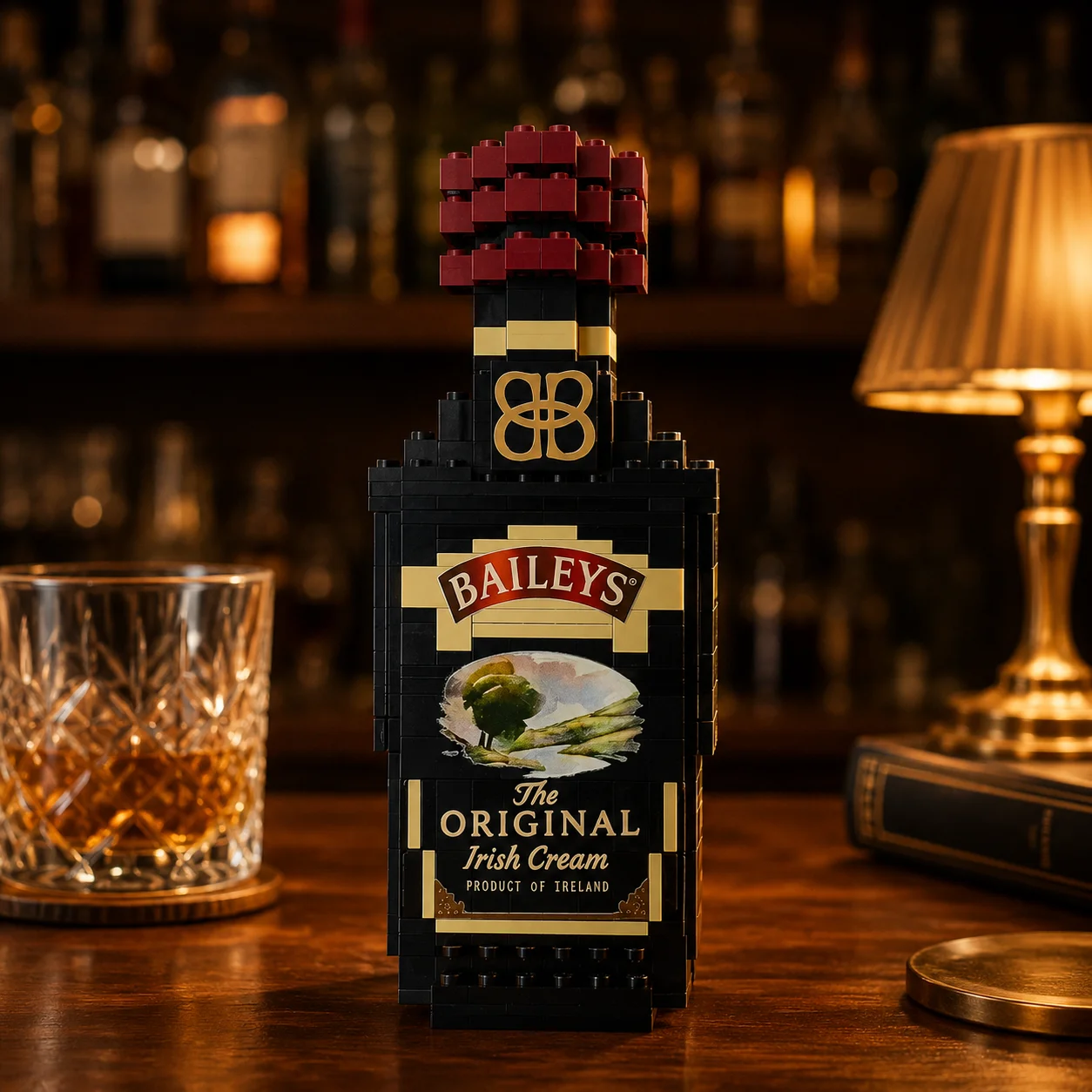 Baileys Irish Cream Bottle Building Blocks Model DIY Brick Ornament for Home Bar Desktop Decoration