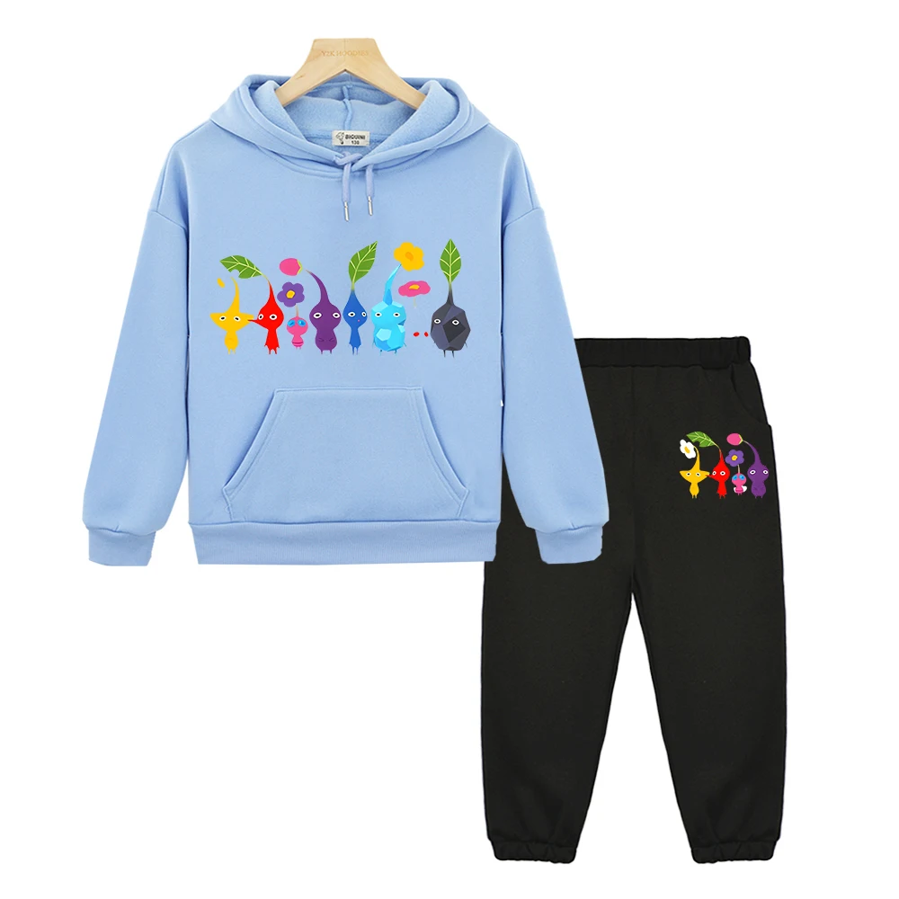 

Pikmin 2PCS Top+ Pants Print Hoodies boys girls Hooded Sets Autumn pullover anime hoodie Fleece sweatshirt kids boutique clothes