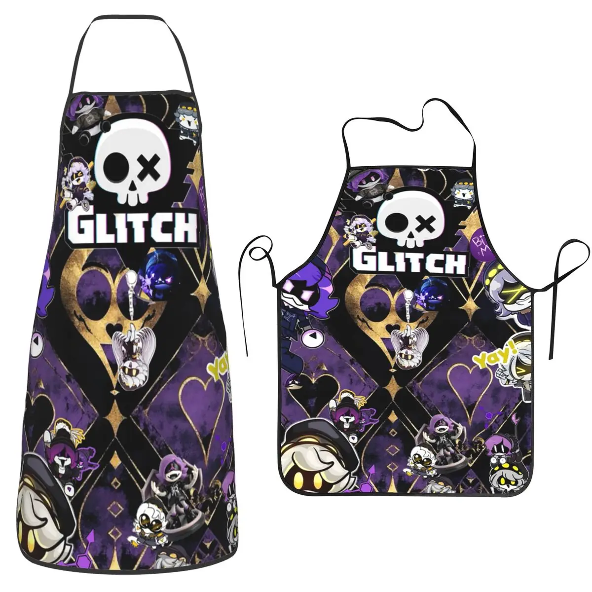 Murder Drones Uzi Collage Apron Chef Baking Tablier Sleeveless Bib Kitchen Cleaning Pinafore for Women Men Gardening