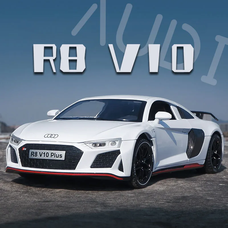 Auti r8 v10 plus-子供用合金車,モデル1:24,金属,おもちゃ,ハイシミュレーション,ライト,コレクション,ギフト