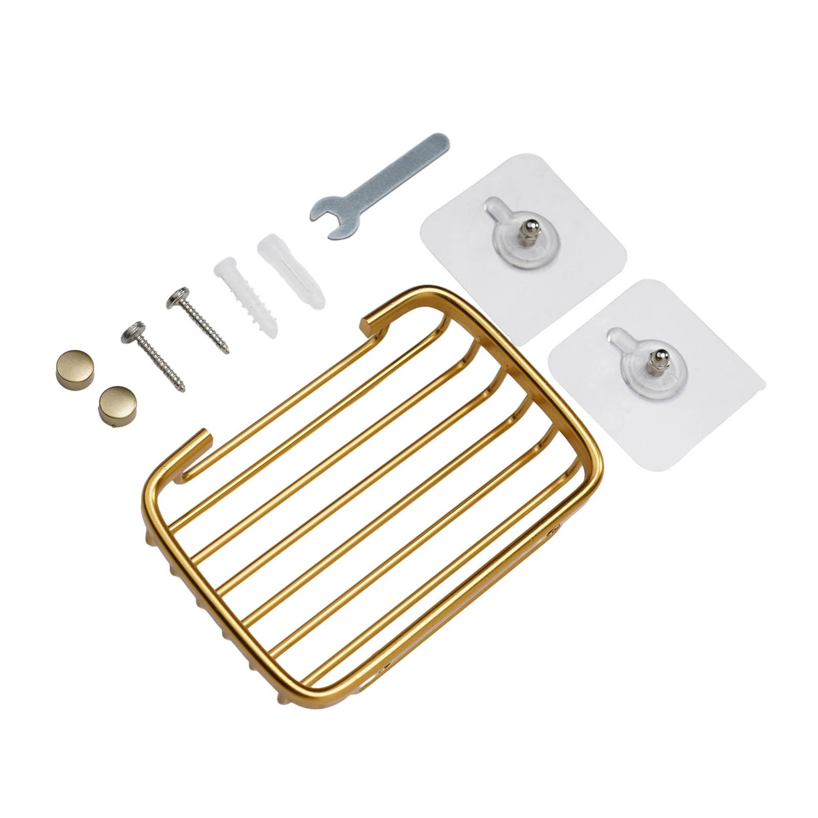 Aluminum soap dish holder with strong suction cups for bathroom shower use resistant metal without tools or drilling