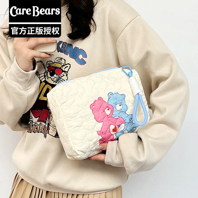 Kawaii Rainbow Bear Cosmetic Bag Anime Carebears Clouds High Capacity Clutch Bag Wholesale Cartoon Student Pencil Case Gift