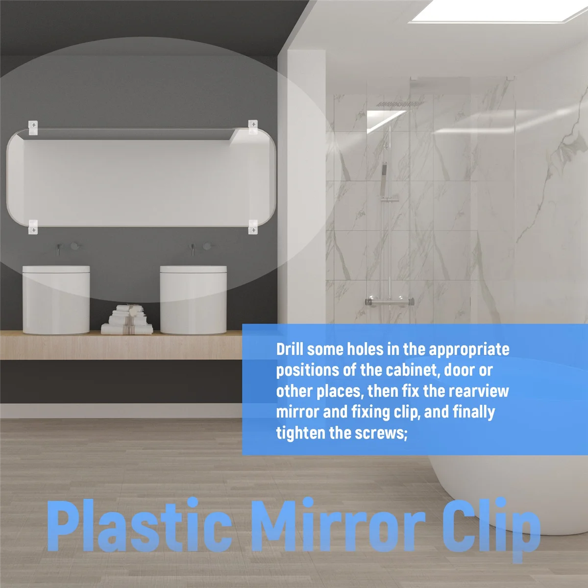 

【Home-Tools!】22 Sets of Mirror Holder Clips Kit Crystal Clear Plastic Mirror Clip Mirror Holder Clips Glass Retainer Clips Kit