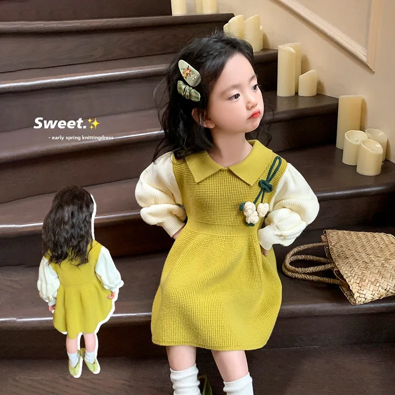 

Girls' sweater dress Autumn 2024 new style princess skirt Spring and autumn children's skirt girl baby dress skirt