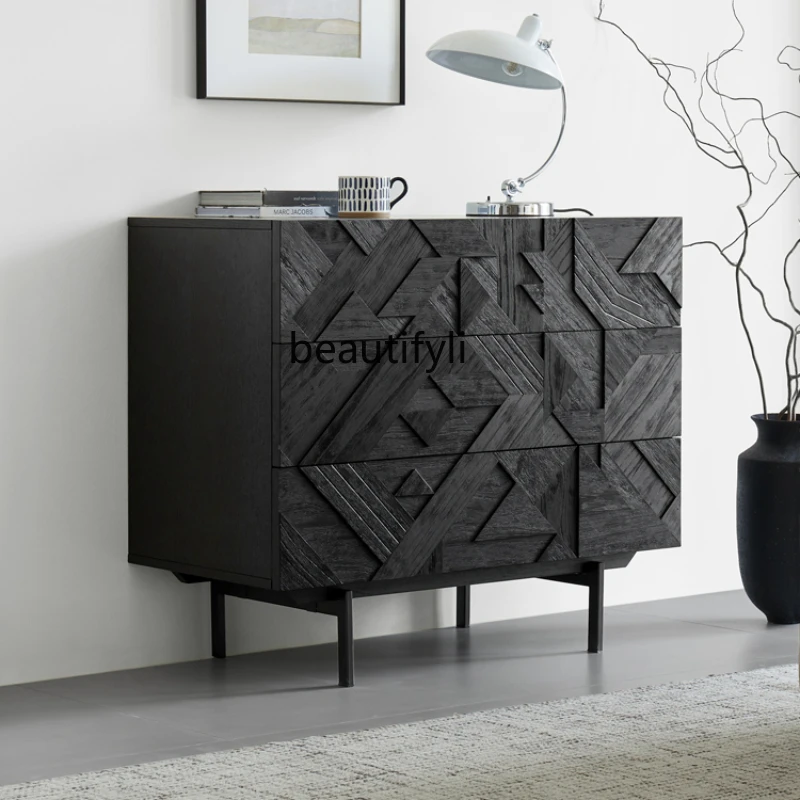 Nordic Three-Bucket Cabinet Bedroom Underwear Storage Cabinet Wall Industrial Style Drawer Chest of Drawers