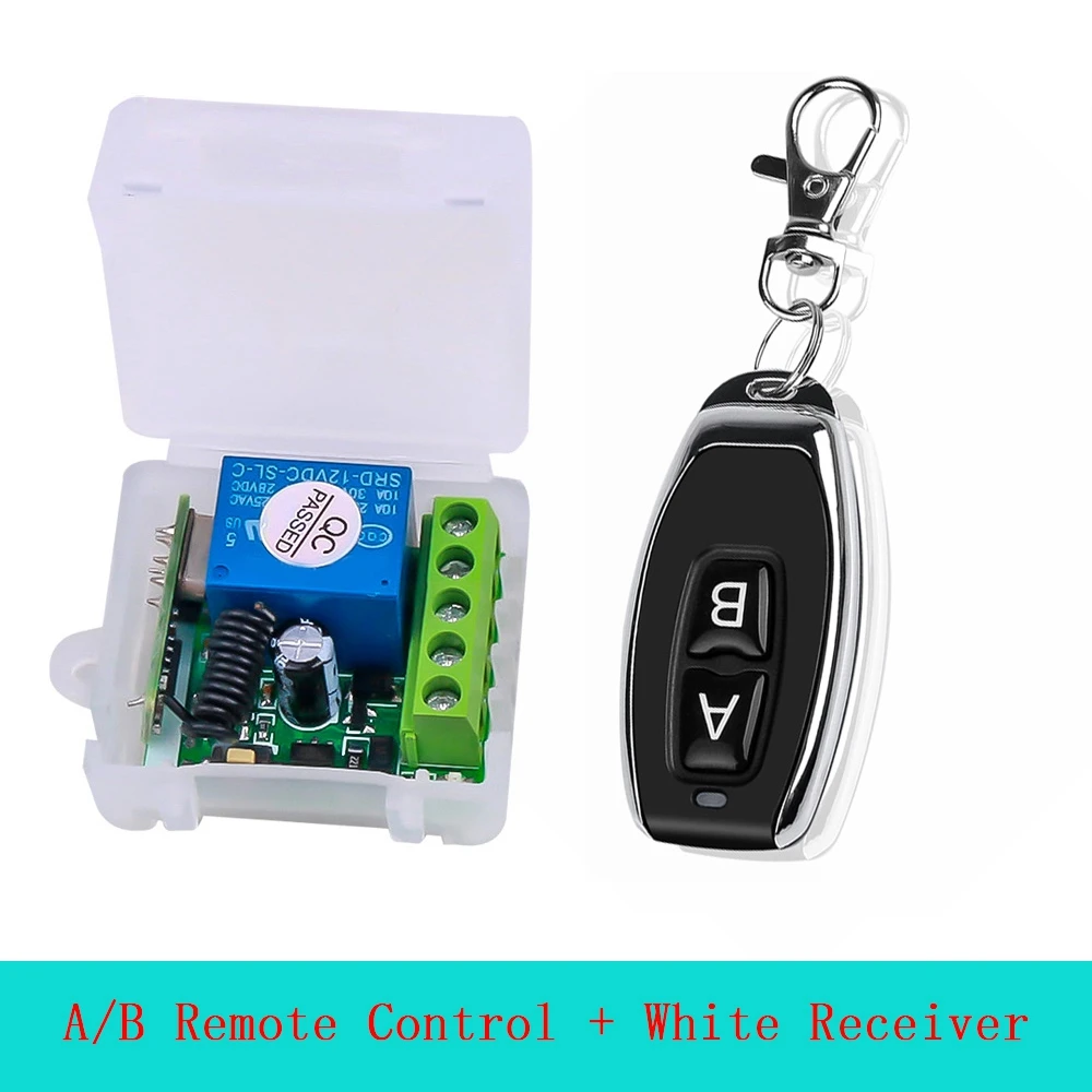 Módulo de relé de un solo canal DC 12V, interruptor inalámbrico Universal, receptor de relé RF + control remoto de 2 canales