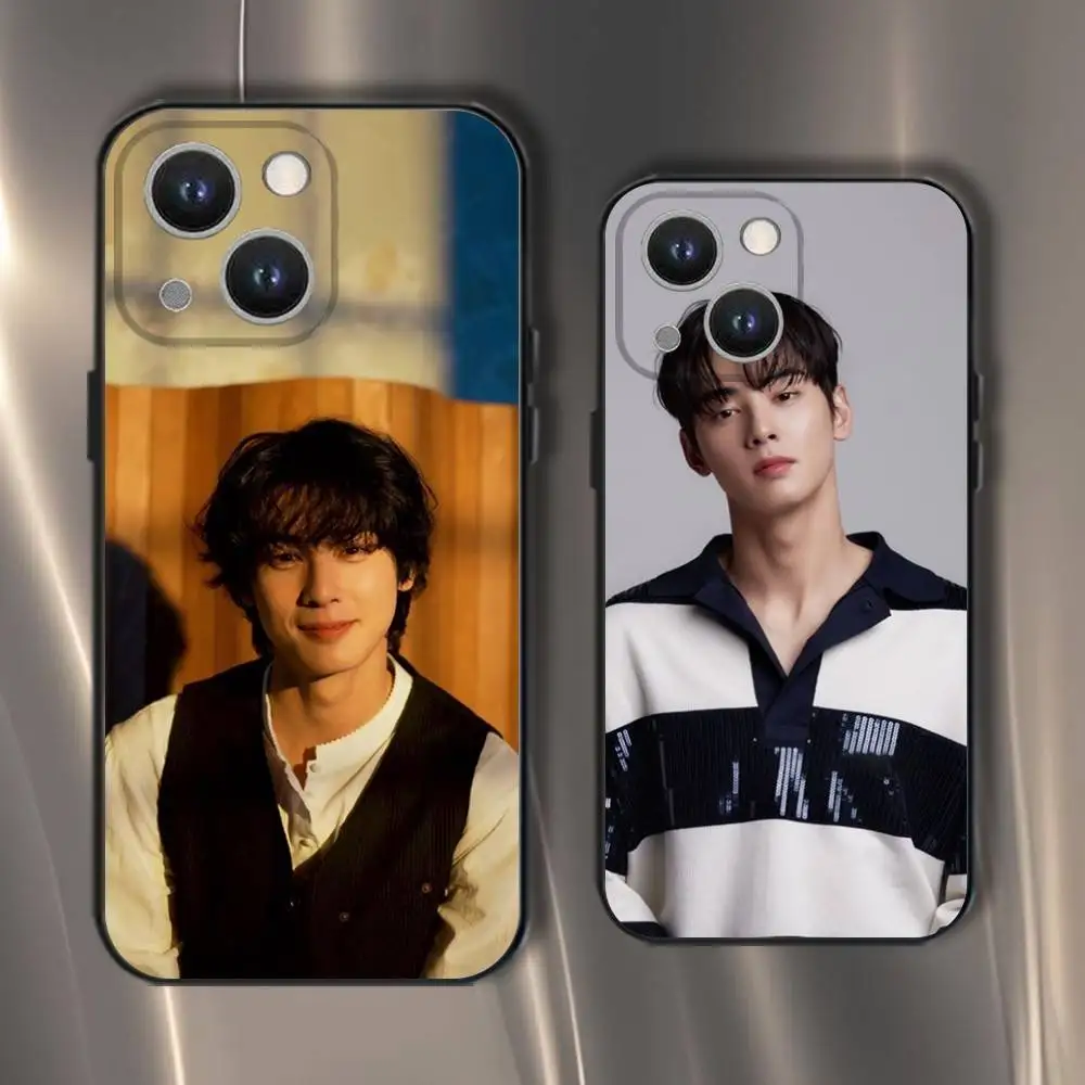 

Korea Actor Cha Eun Woo Phone Case For iPhone 16,15,14,13,12,11,Pro,XS,Max,XR,Plus,E,SE4,Mini Black Soft Cover