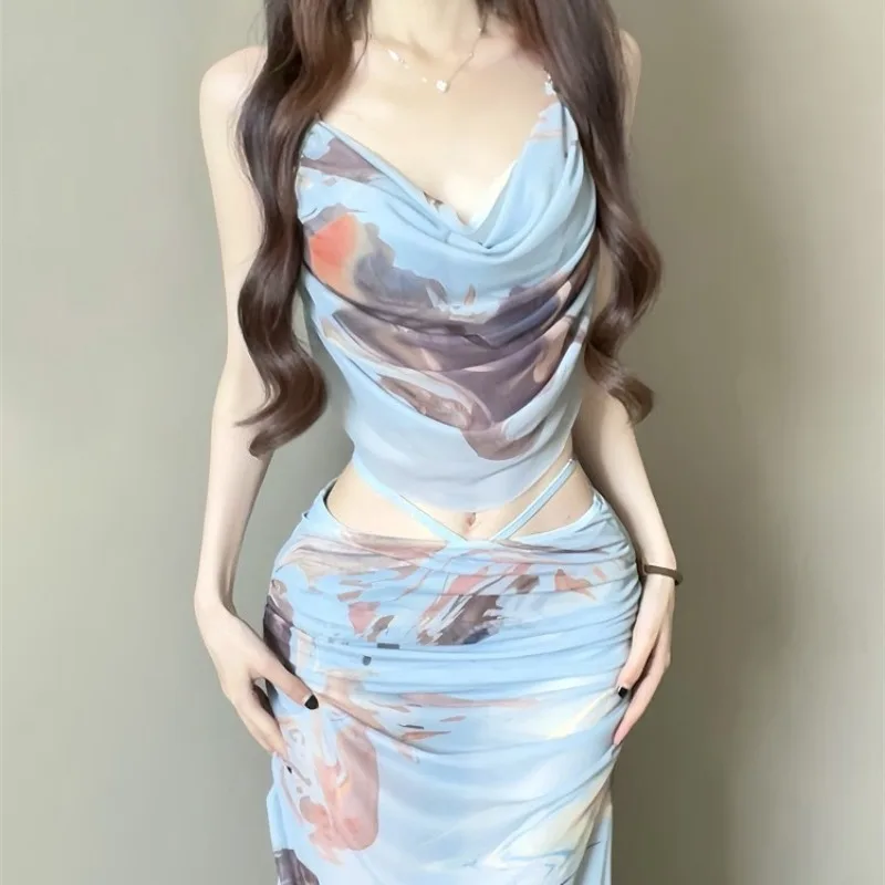 Bikini Swimsuit Women's  New Split Three-piece Long Dress Sexy Gathering with Steel Tray Seaside Vacation Swimsuit Quick-drying