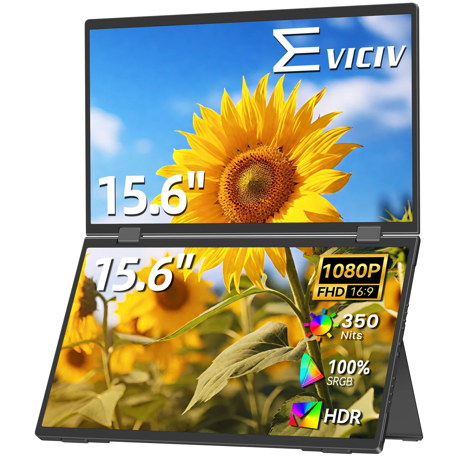 

Triple Laptop Screen Extender 15.6" 1080P FHD IPS Folding Stacked Dual Portable Monitor USB-C Travel Extended Computer Display