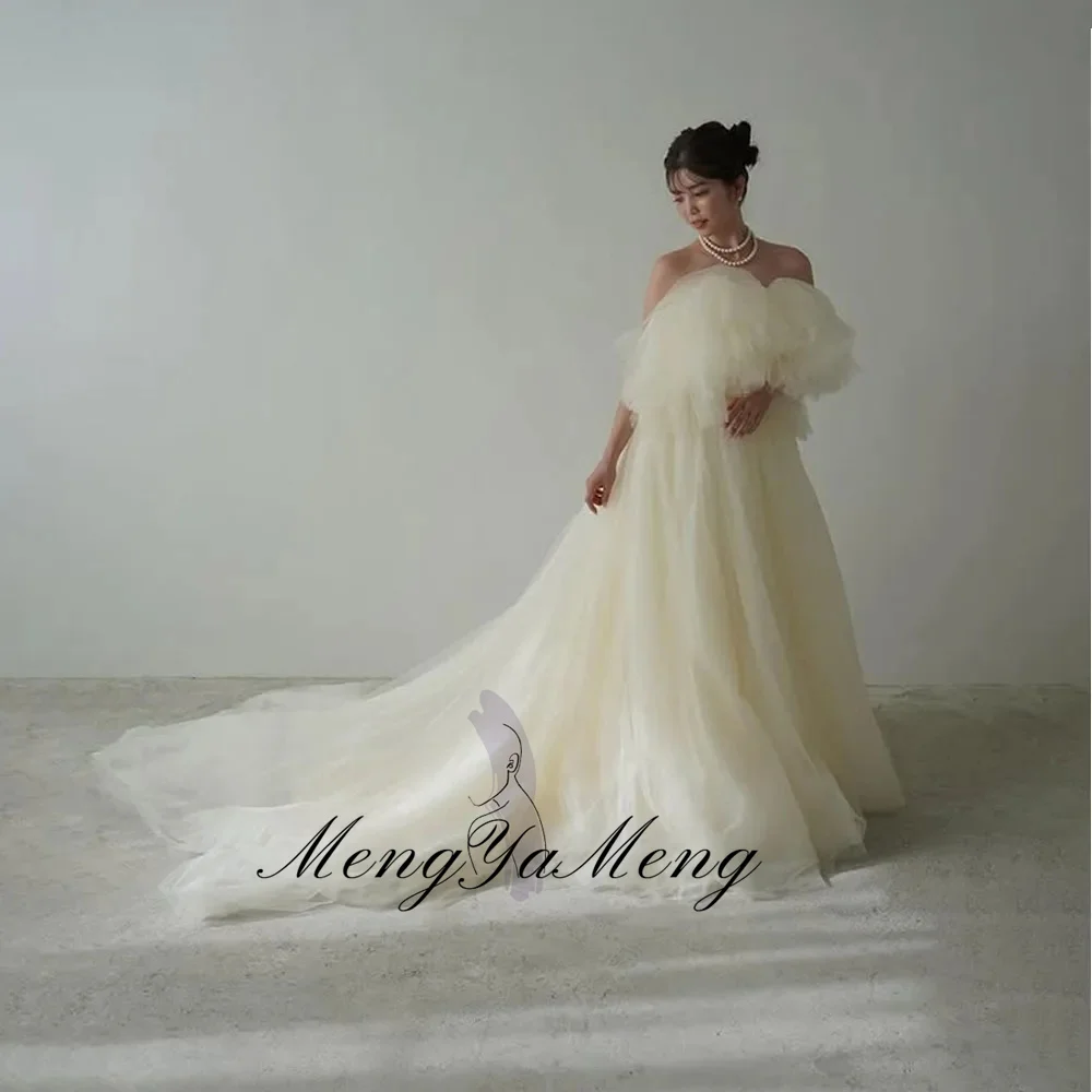 ZHUISHU Fluffy Multi layered Tulle strapless Wedding Dress Photo shoot Korea Japan Bride Gown ウエディングドレス Customized Trai