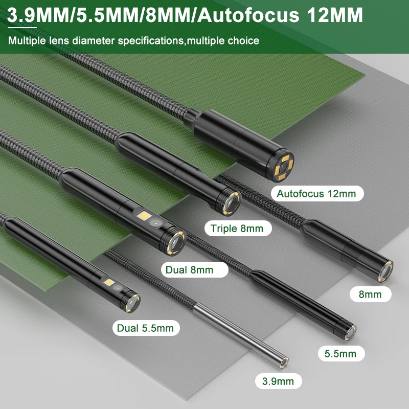 ENWOR Endoscope Camera Cable Single Dual Triple Lens 8mm/5.5mm/3.9mm Snake Tube Only Camera Cable Without Screen Monitor