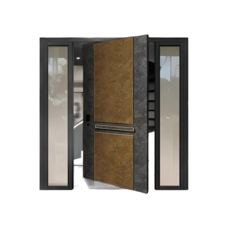 Custom Large Cast Aluminum Pivot Door Central Axis Villa Entrance Heavy Duty Rotary Exterior Gate for Modern Home